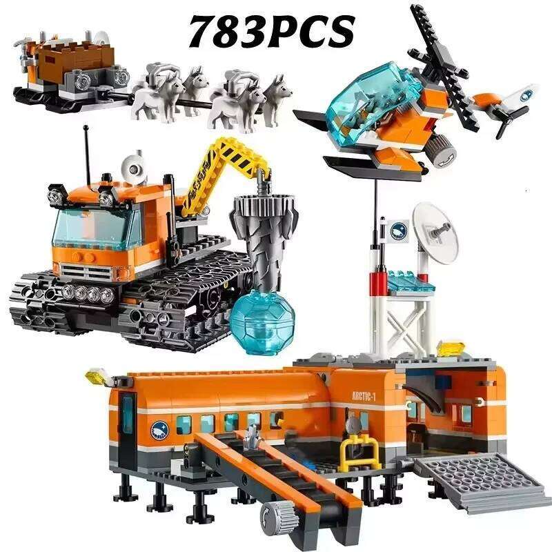 Compatible MOC Sets City Series Building Blocks Base Camp Arctic Crane Children's Toys Assembling Gift Z260306