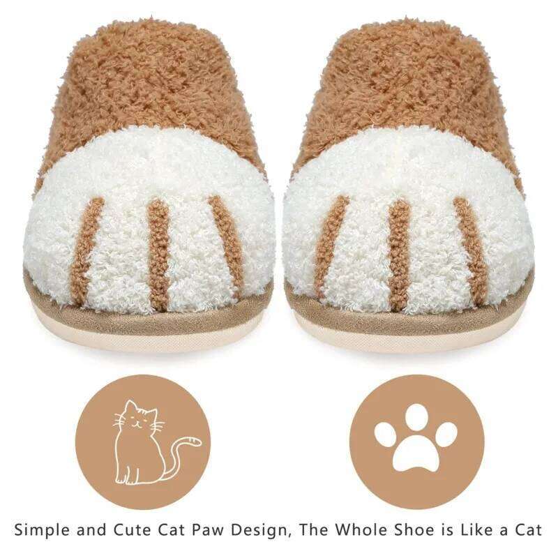 Litfun Winter Fuzzy Women Cute Animal House Warm Fur Couples Bedroom Non-Slip Indoor Fluffy Slippers