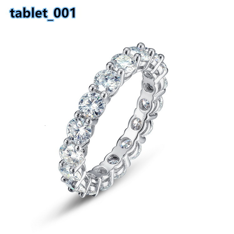 Cluster Gra Certified 4mm 925 Silver Eternity Ring Silver Jewelry Iced Out Hip Hop Tennis Ring Moissanite Cuban Link Ring Band