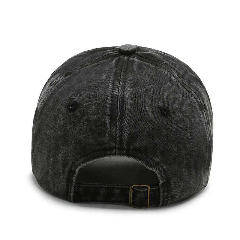 Unisex Sporty Cotton Washed Baseball Cap - Stylish ORIGINAL THE BLACK Letter Embroidery, Casual Sunshade for Outdoor Sports Y260304