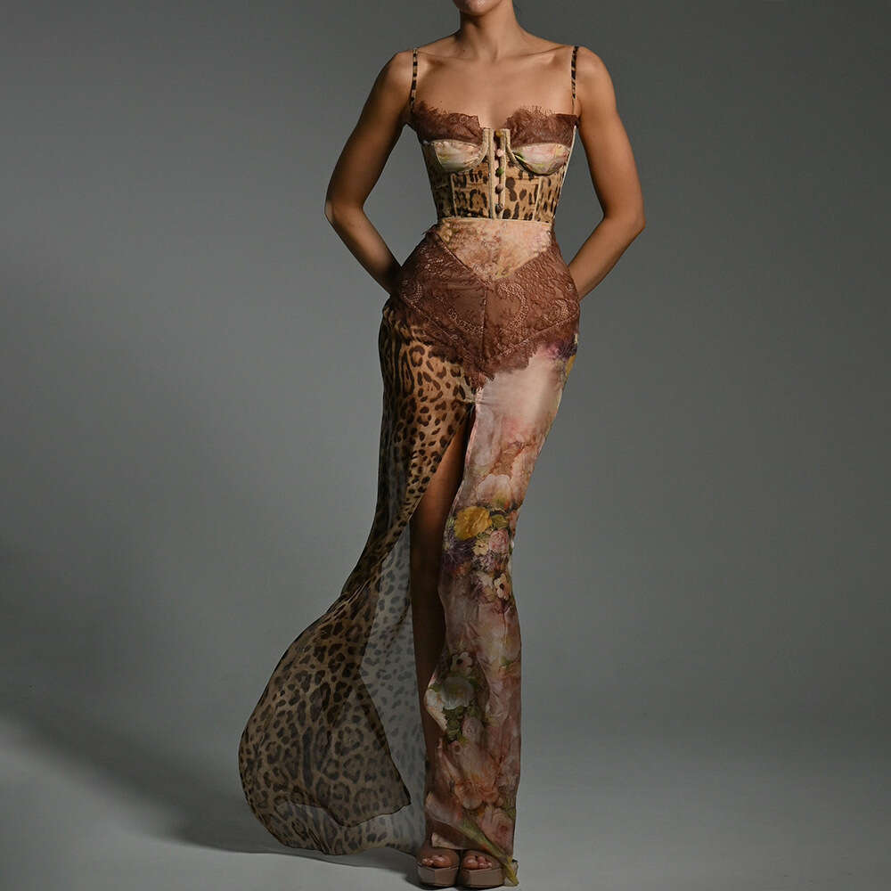 2026 Summer Sexy Women's Strapless Long Dress, European and American Hot Girl Style, Slit Chiffon Dress