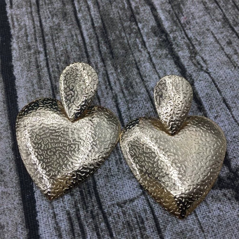 Glamorous Statement Pieces: Sparkly Giant Hearts Hoop Earrings