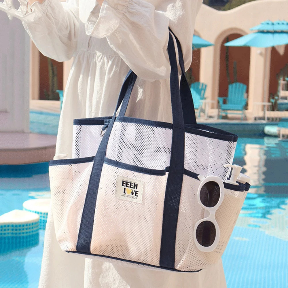 Gym Bag Handheld Beach Bag Large Capacity Travel Swimsuit Storage Bag Portable Tote Swimming Mesh Vacation Storage Bag 260303