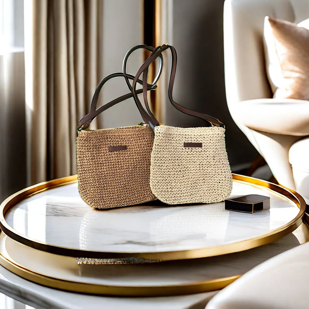 Straw woven bag single shoulder womens fashionable weaving ins style seaside beach crossbody bag for women 260303