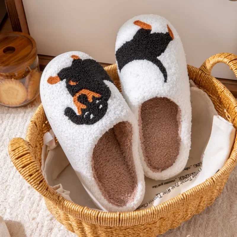 2024 Hot Style European and American Cotton Slippers for Men and Women At Home Winter Dachshund Embroidered Warm Indoor S260305