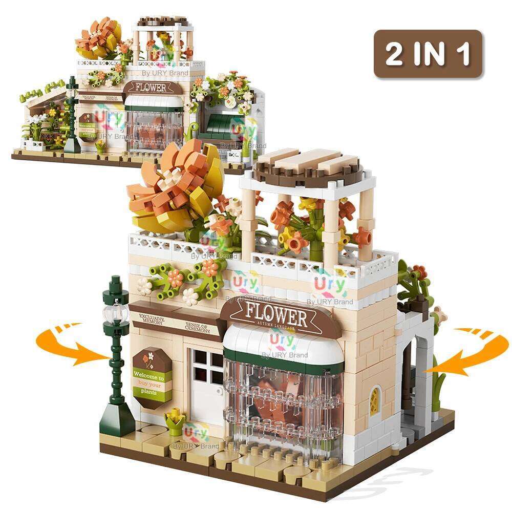 Friends House Street Diamond Bricks Girls Flower Store Coffee Shop View Designer DIY Building Block Toys for Kids Christmas Gift Z260305