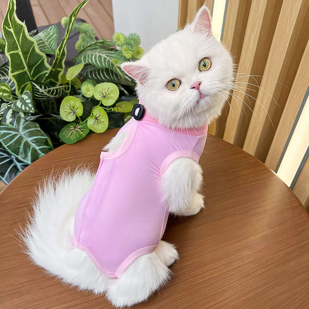 Famous pet supplies, cat clothes, cat sterilization postoperative clothes, anti licking bite soft and super elastic short blue cat hairless supplies p