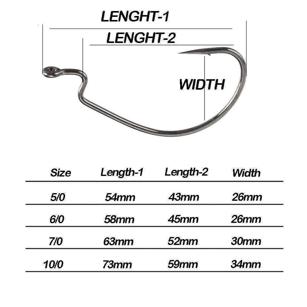 JOHNCOO 10pcs 4X Blood Carbon Steel Wide Crank Offset Fishhook Soft Worm Barbed Hook Carp Fishing Hooks Y260305