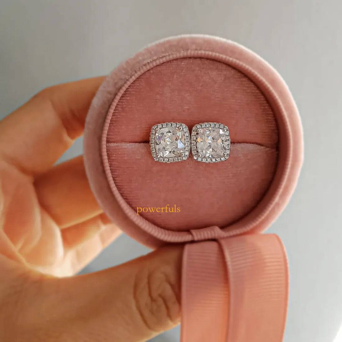 Luxury Female Simulated Diamond Fashion 925 Silver pink Yellow White Vintage Double Stud Earrings For Women