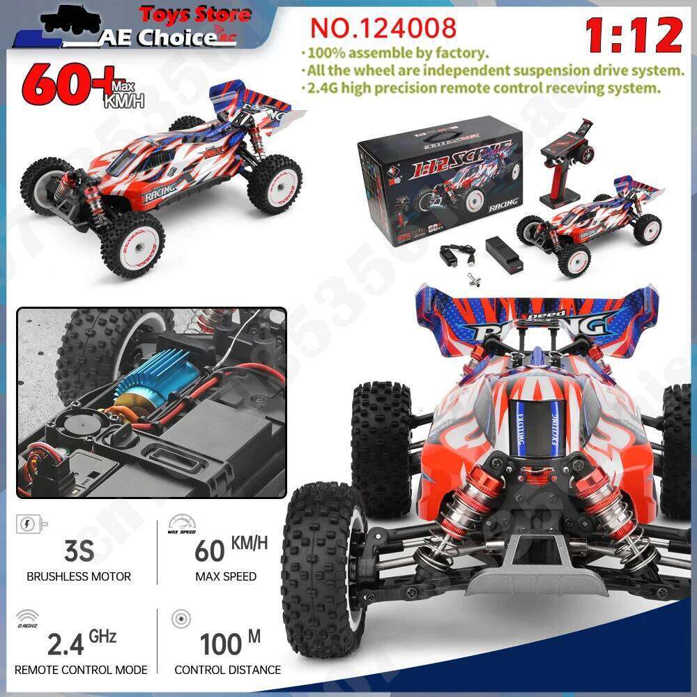 WLtoys 124008 1/12 V8 Brushless 65Km/H High Speed 4WD Drive Off-Road 2.4G 11.1V 1300mAh RC Car Toy Gift C260305