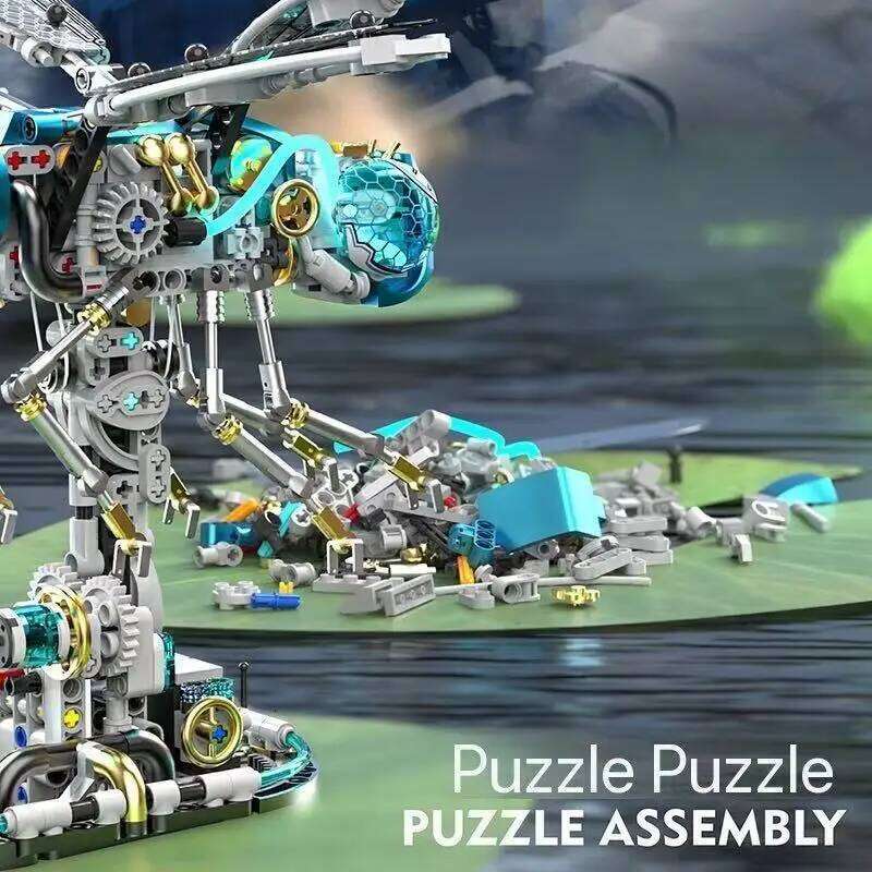 866pcs Mechanical Dragonfly Building Blocks Robotic , STEM Educational Toys with Flapping Wings,DIY Insect Model for Kids Z260306