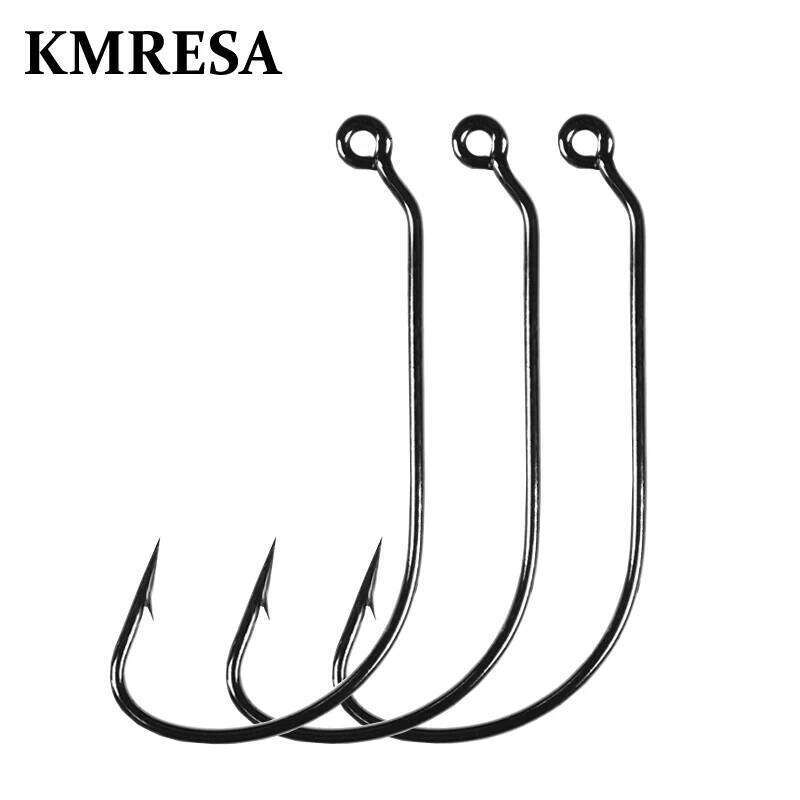 50pc/ Set Carbon Steel Wide Crank Offset Fishhook for Soft Worm Lure Barbed Hook carp Fishing Hooks Tackle Y260305
