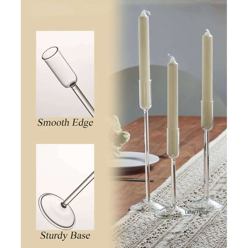 Minimalism Glass Candle Holders for Candlesticks Christmas Events Party Wedding Centerpiece Decorations Home Decor Bulk Set XJ260305