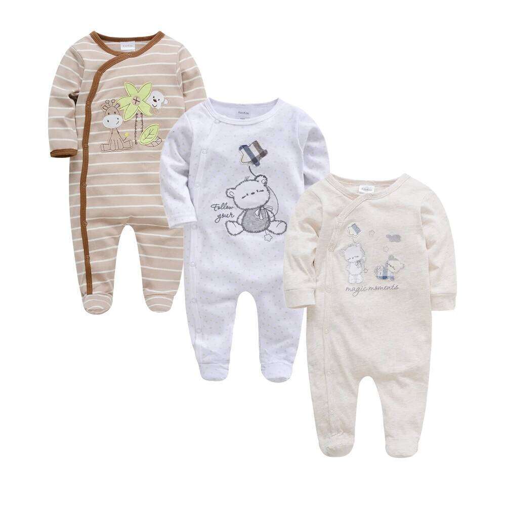 2025 3 pcs/lot Baby Boy Girls Rompers 100% Cotton Long Sleeve Overalls 0-12 Months Cool Print Newborn Jumpsuit Z260306
