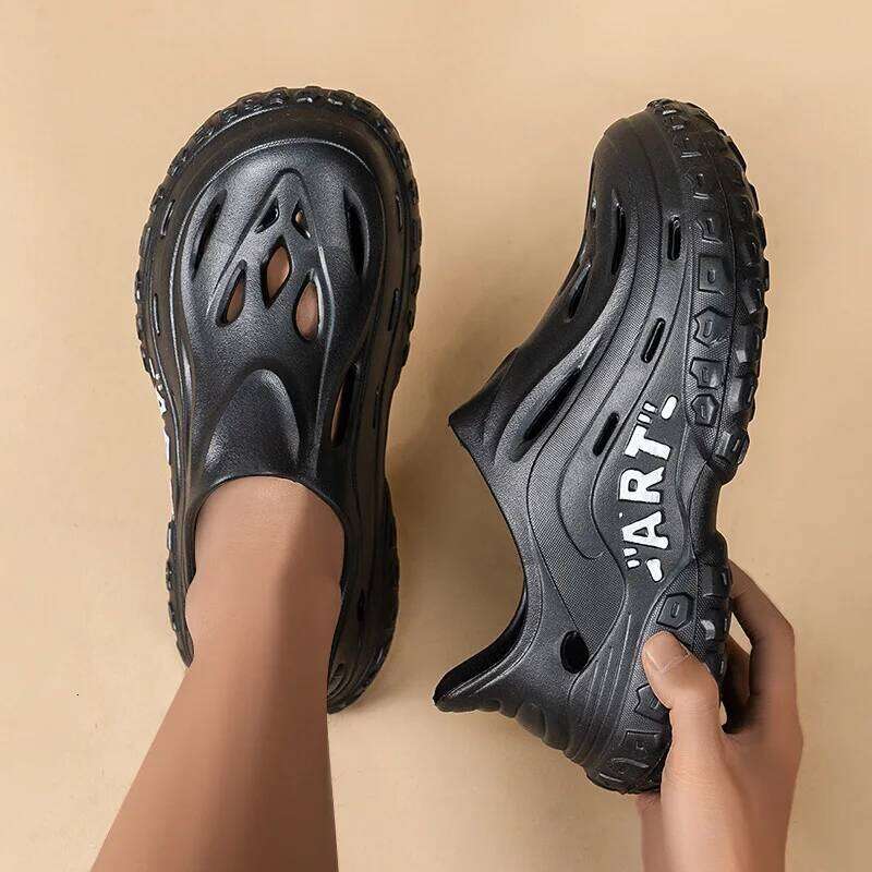 Litfun New Men's Summer Slippers Breathable Hollow Holes Non-slip Beach Sandals Fashion EVA Platform Garden Shoes