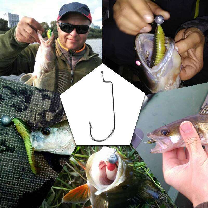 MEREDITH 50PCS Fishing Hooks, High Carbon Steel Sharp Hooks 1/0-5/0 for Bass Trout Fast Delivery #1 Best Seller S260305