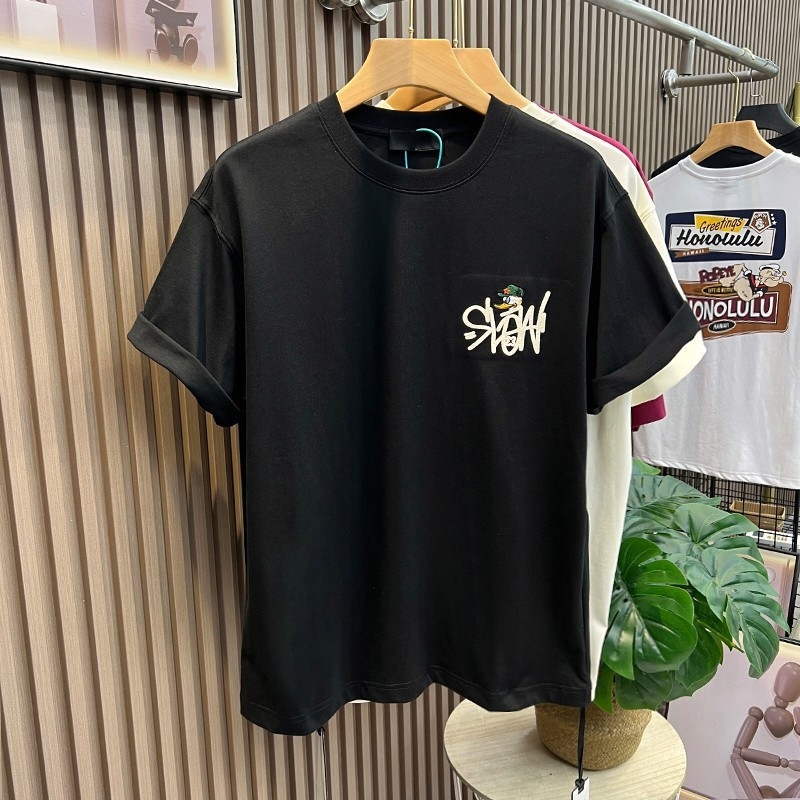 New style Men's cartoon printed short-sleeve T-shirt summer fashion trend versatile casual American trendy brand crew neck base shirt