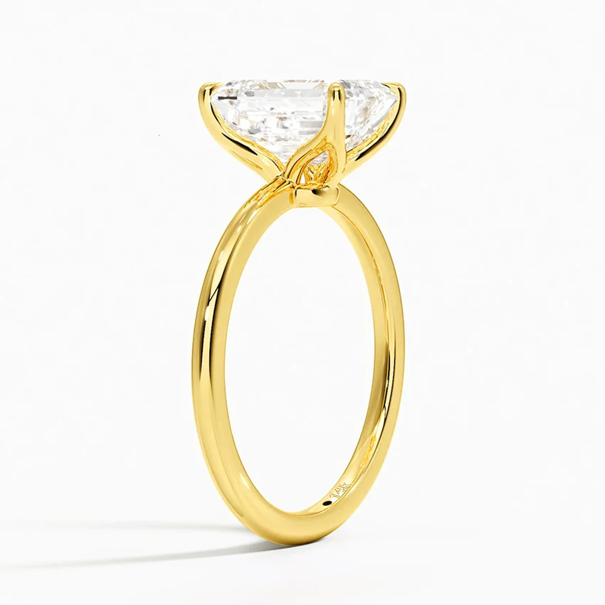 Classic 14K Gold Ring Certificate Emerald Cut Diamond Rings 1ct 2ct 3ct Au585 K Gold Wedding Fine Jewelry for Women 260302
