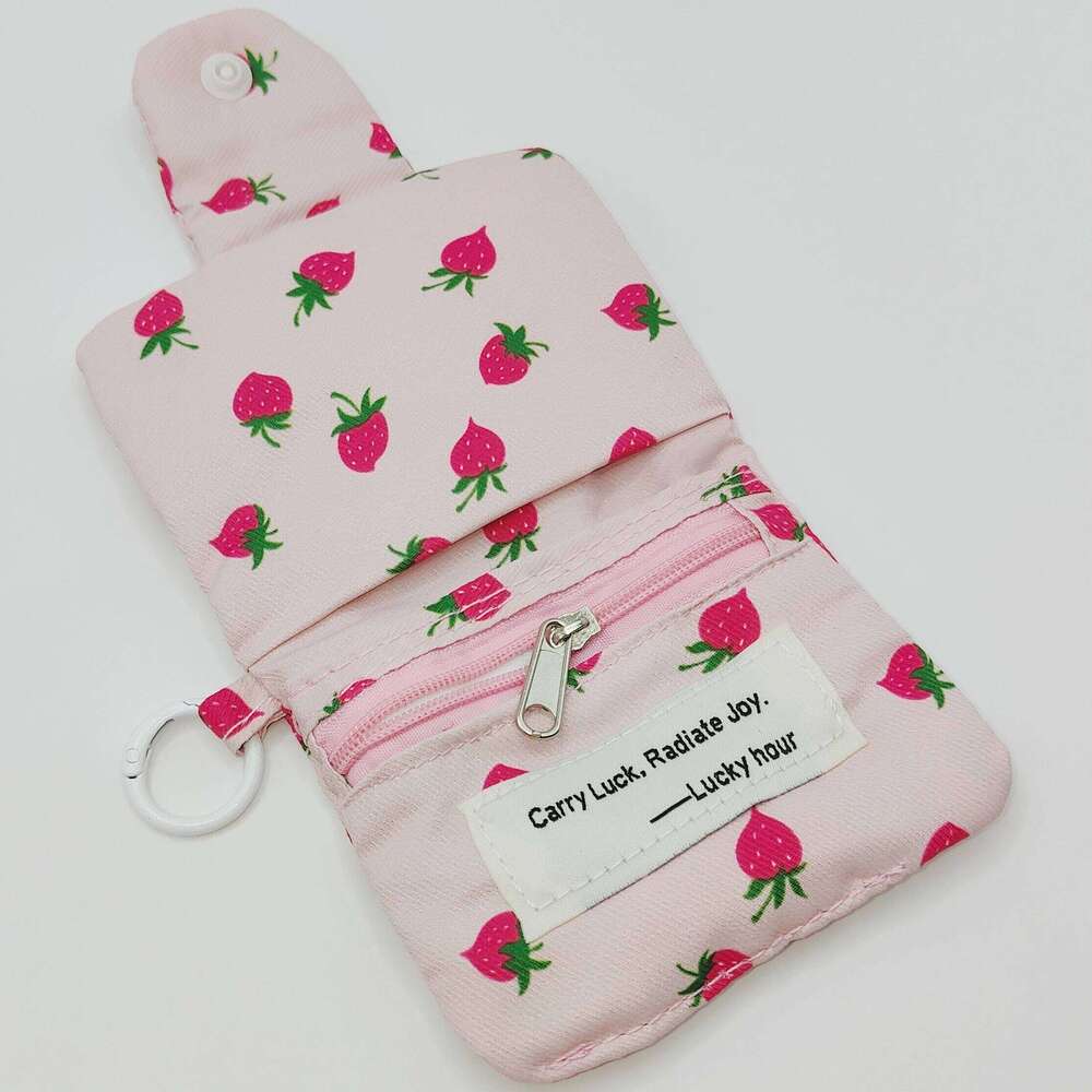 Mini Cute Flower Canvas Card Holder Multi-Layer Coin Purse Women's Wallet Earphone Storage Bag C260304