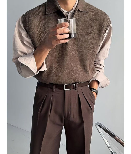 Simple Japanese Retro Sweater Vest Jacket Mens Knitted Cardigan Exterior Vest Trendy 250910