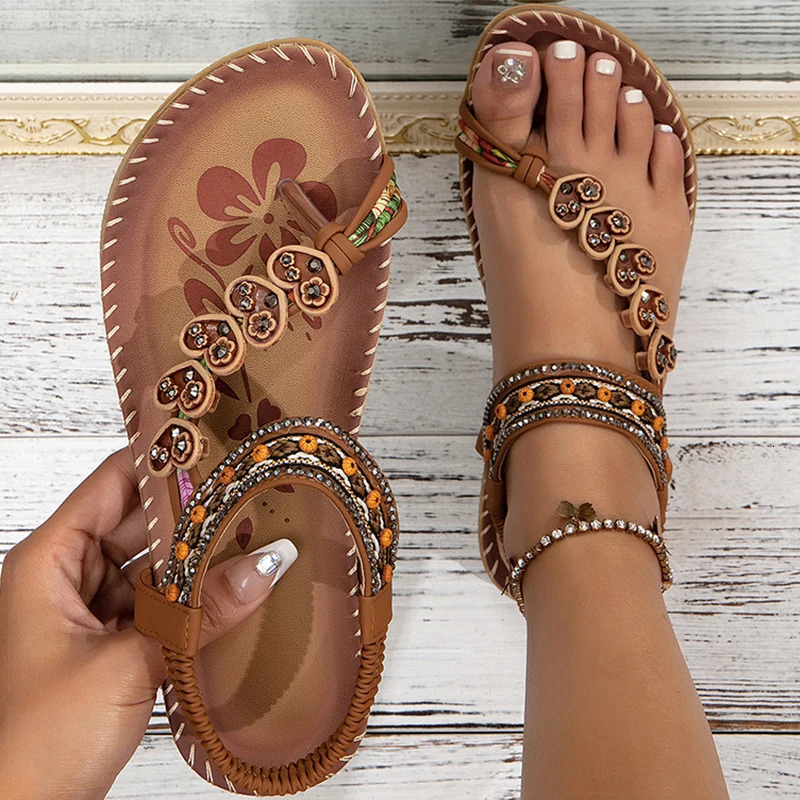 Womens Sandals Bohemia Style Sandals Summer 2026 Shoes For Woman Flip Flops Beach Summer Shoes Women Low Heels Footwear 260305