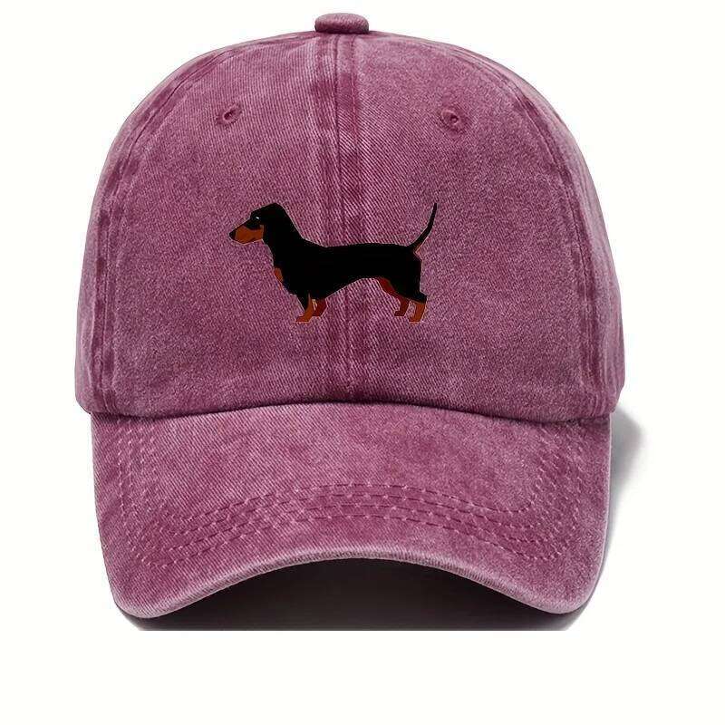 Retro dachshund baseball cap both men women, adjustable cute cartoon design suitable for sports and casual wear Y260304