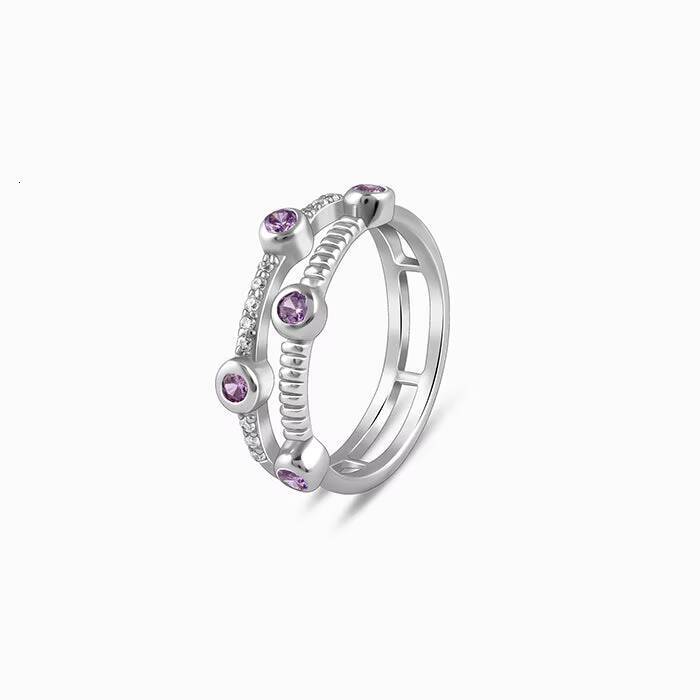 Fashionable Silver Sizzling Ring Stylish Modern Hip-Hop with Inlay Gemstone for Children Made of 925 Silver