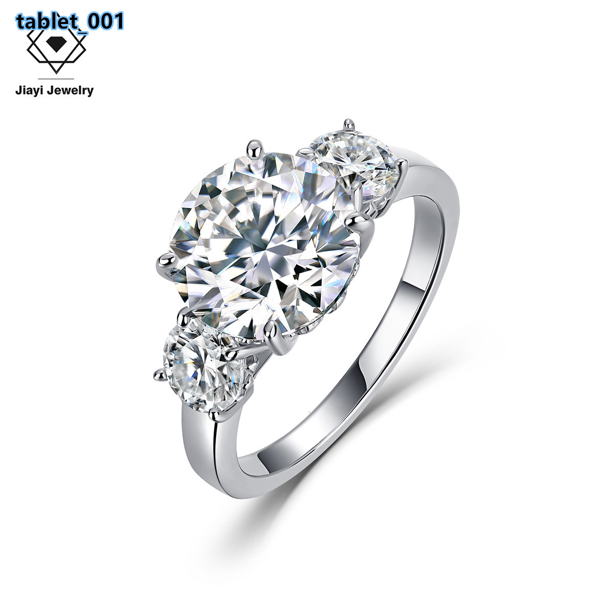 50 CTW Luxury Three-Stone Round Cut Moissanite Engagement Ring S925 Sterling Silver Fine Jewelry