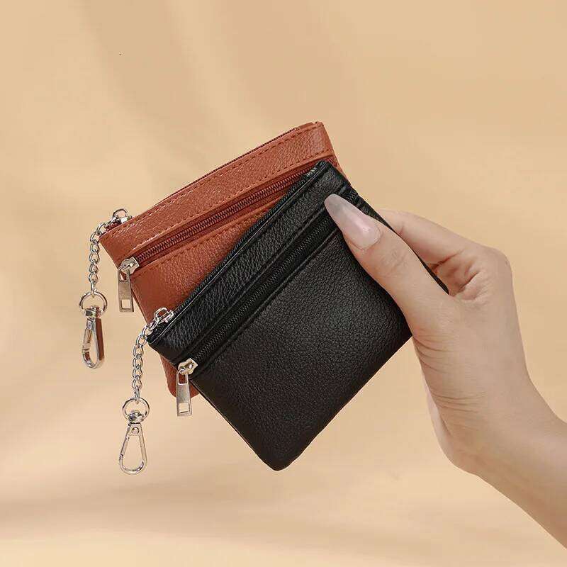 PU Leather Women Sqaure Money Coin Purse with Keychian Solid Color Card Key Holder for Earphones Cash Wallet Case C260304