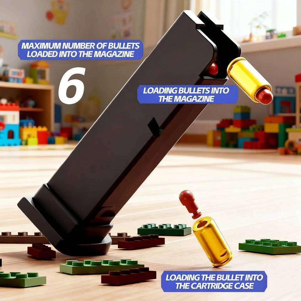 Building block A blue, yellow and red gun. Toy guns can be fired. Collectible desktop ornaments. Gifts for children. Z260305