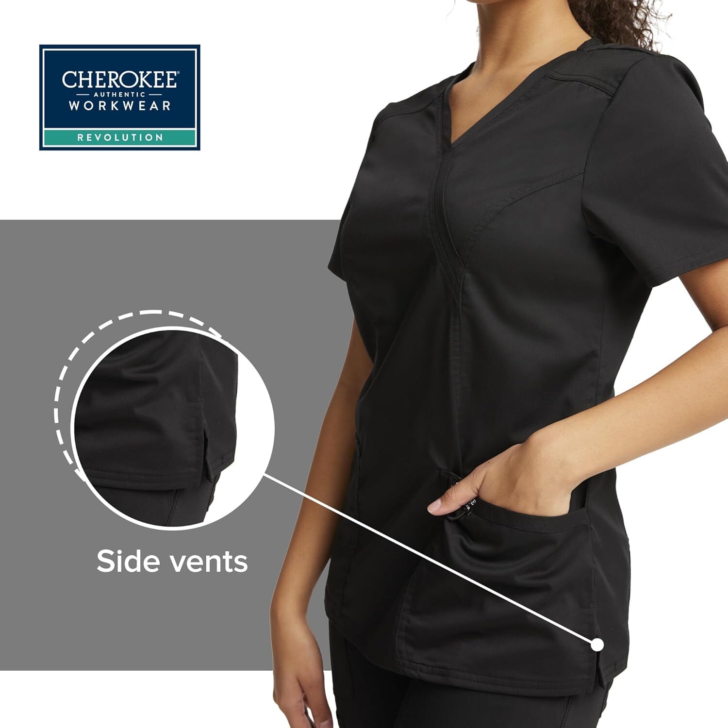Scrubs Top for Women Mock Wrap with 3 Pockets, Soft, 2-Way Stretch & Durable Fabric - WW610