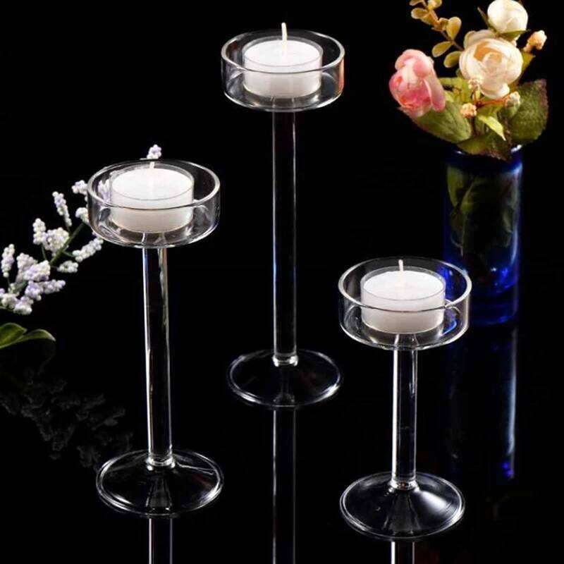 Tall Glass Candle Transparent Candlestick Holder Stand Table Centerpiece For Home Bedroom Wedding Party Romantic Dinner XJ260305