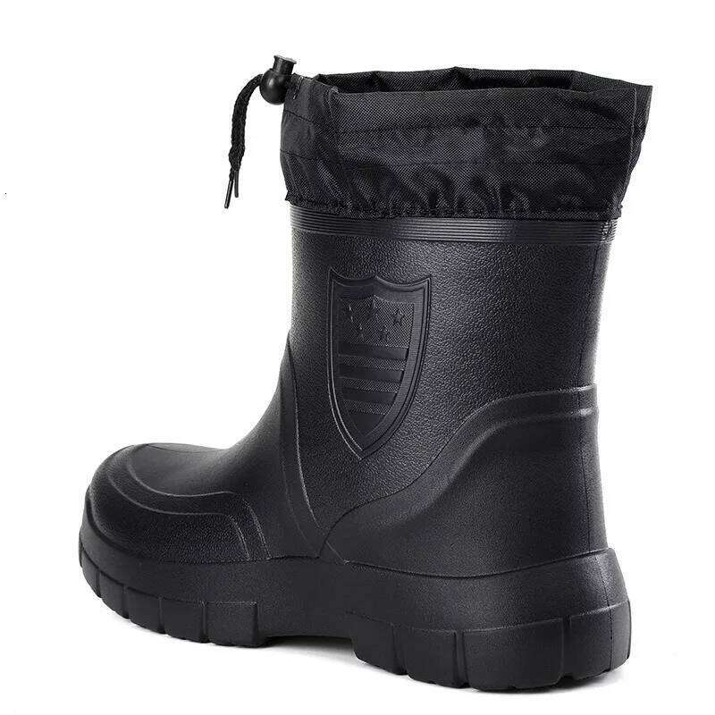 Large Size Autumn Winter Fashionable Cotton Low Cut Fleece Lightweight Waterproof Windproof Anti Slip Warm Rain Boots