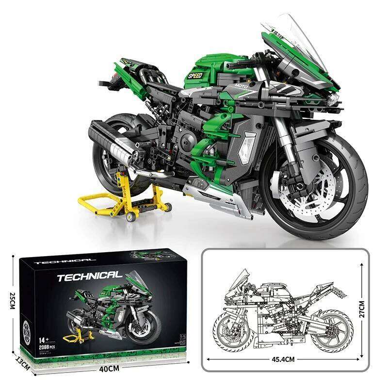 2088PCS H2 SX Motorcycle Building Blocks City Racing Motor Bike Model Bricks Desktop Decoration Display Children's DIY Toy Gifts Z260305