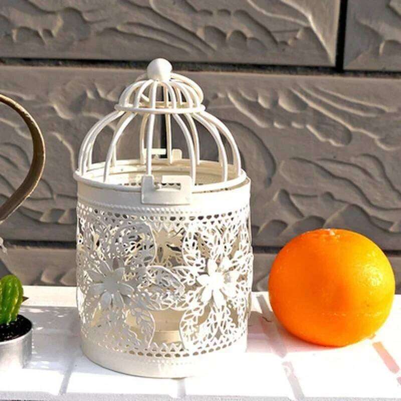 1PC Creative Candelabros Hollow Hanging Bird Cage Candle Holder Candlestick Lantern Bridal Vintage Candlesticks Home Decor XJ260305