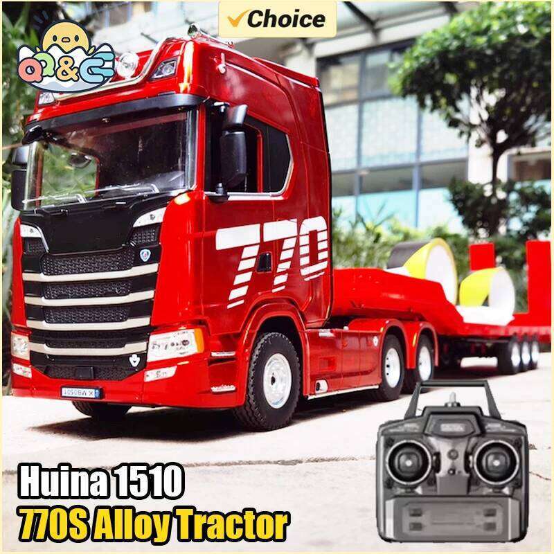HUINA 1501 770S Alloy Tractor 19CH RC 1/18 2.4G remote control Engineering Trailer Truck with Light Sound Toys XMAS Gifts C260305