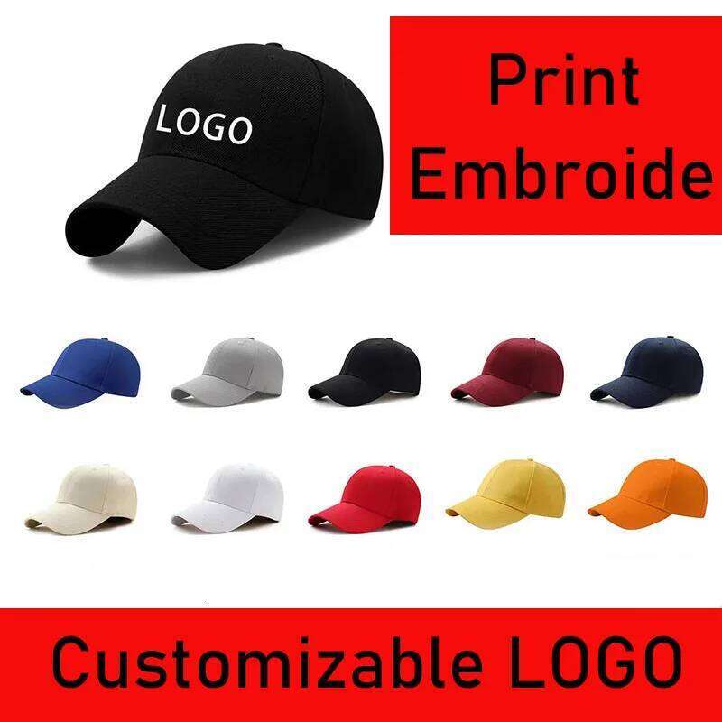 Customized LOGO Men's And Women's Adjustable Baseball Printed Embroidery Peaked Cap Casual Solid Color Hip-Hop Hat Y260304