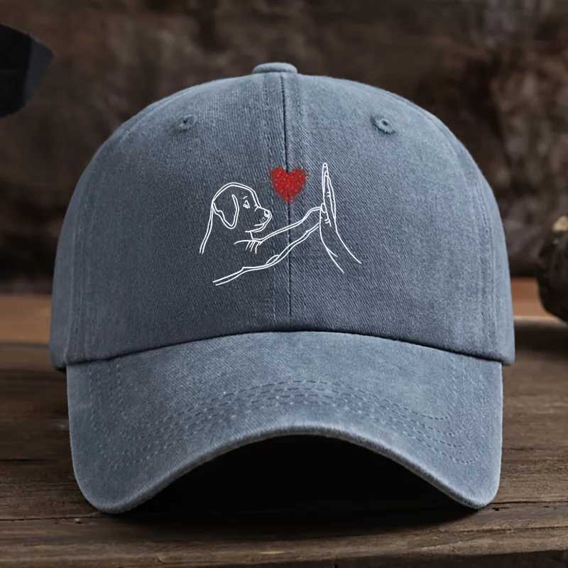 Dog Love High Five Printed Baseball Hat American Retro Duck Tongue Hat Outdoor Mens and Womens Hats S260306