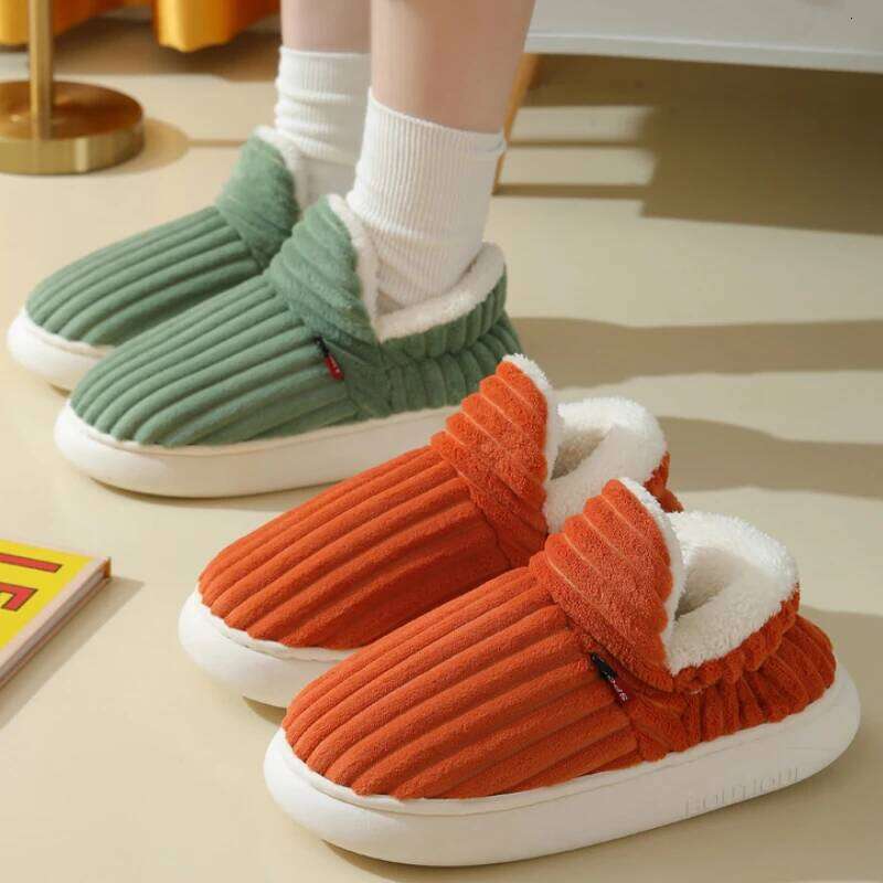 Litfun Warm Cotton Soft Sole Short Plush Lined Slippers Outdoor Non-slip Fluffy Ankle Boot Indoor Fuzzy Men Home Shoes