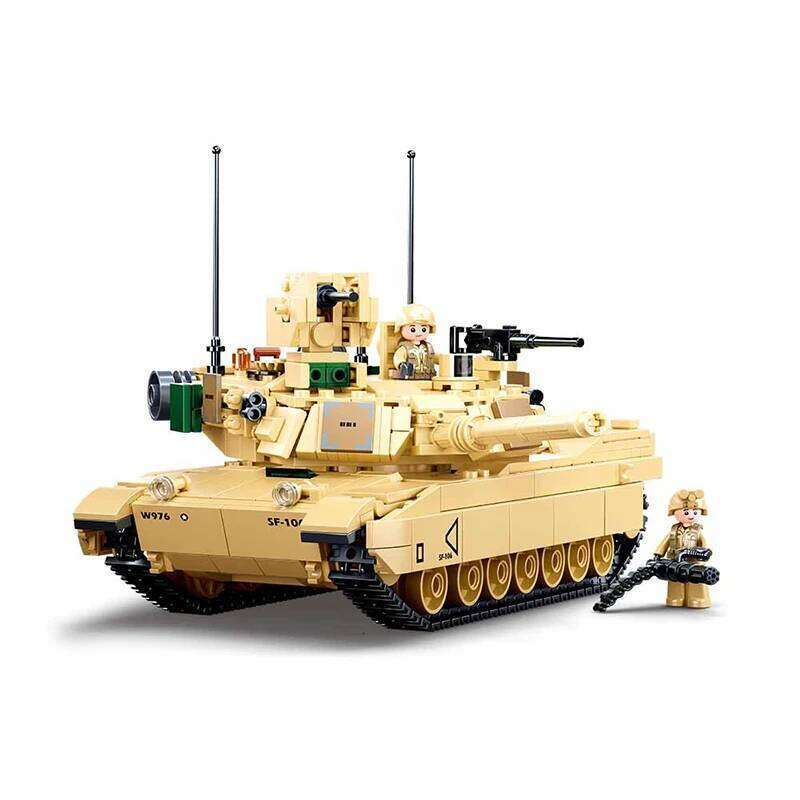 SLUBAN New World War II 2 Military USA Abrams M1A2 Battle Tank Chariot Building Blocks Army Classic Accessories Model Kids Toys Z260306