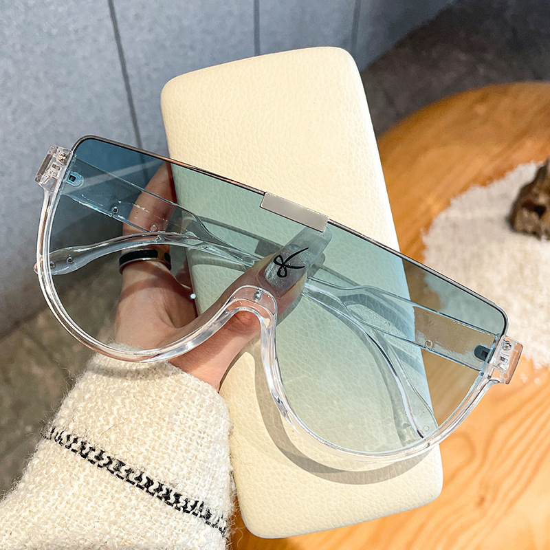 Top Luxury Half Frame Fashionable Outdoor Bicycle Sunglasses With Large Frame Integrated Lenses Men's Sunglasses With Large Face And Slim Fit Des