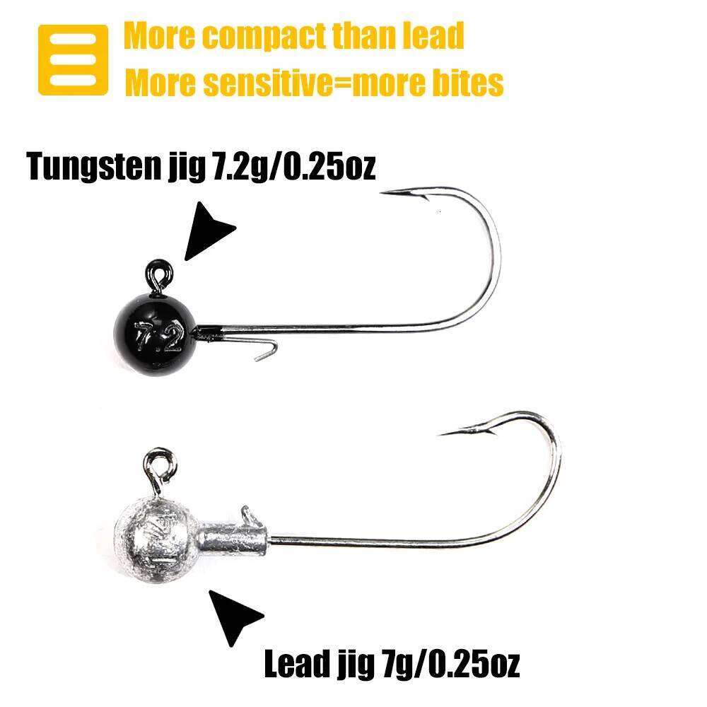 B&U Fishing Lure Jig Head Hook 5.3g 7.2g 10.5g 14g Tungsten Crank Hooks Pike Bass Swimbait Fishhooks Accessories S260305