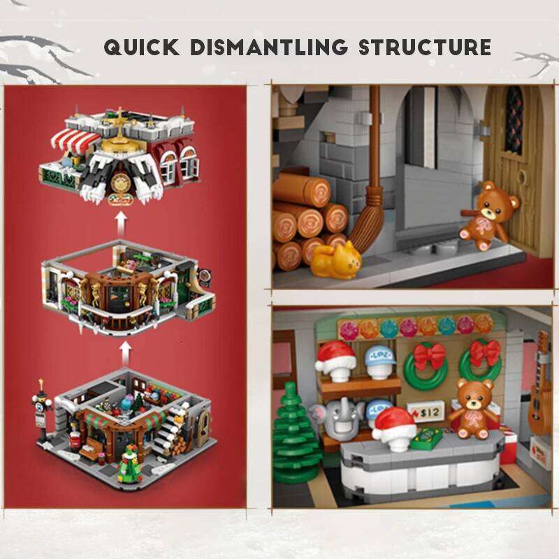 Creative Expert Christmas Cafe City StreetView Building Block Mini Brick Modular House Santa Claus Tree Toys For Kids Gift Z260305