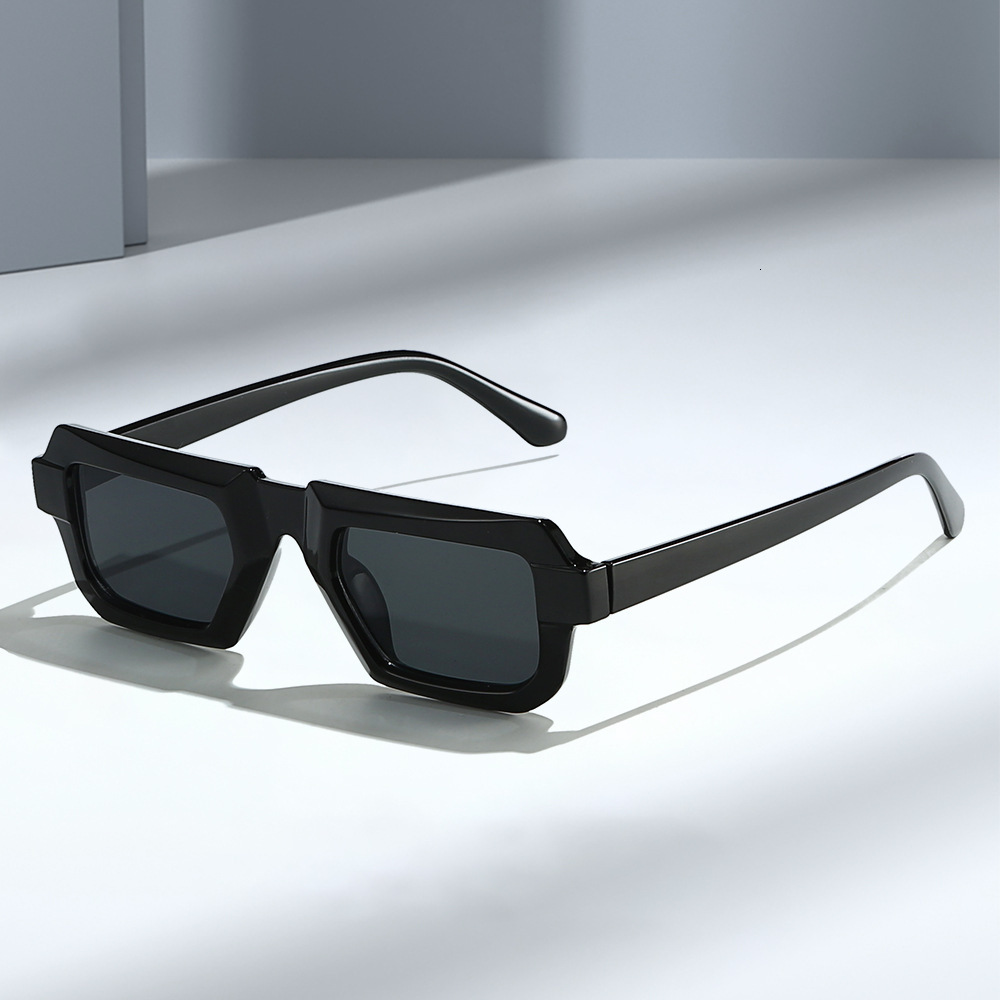 25 new vintage square-frame sunglasses, UV protection, high-end feel, European and American style, unisex sun glasses with a futuristic look