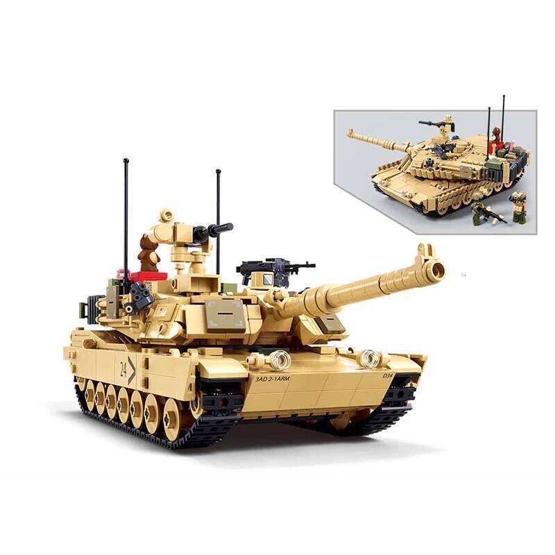 NEW Sluban M3A3S Infantry Armored Vehicle Abrams Tank Building Blocks Classic Military Games Red Alert Model WW2 Bricks Toy Gift Z260306