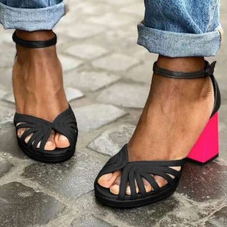 Wish Summer High Heeled Fashion Peep Toe Women S Shoes Large Size Open Toe Buckle Strap Sandals