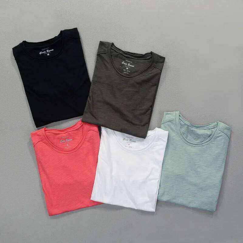 3007 T-shirt Men Excellent Quality Slub Cotton Solid Color Summer Japan Style Harajuku Male Comfortable Soft Pullover Tee 26H0306
