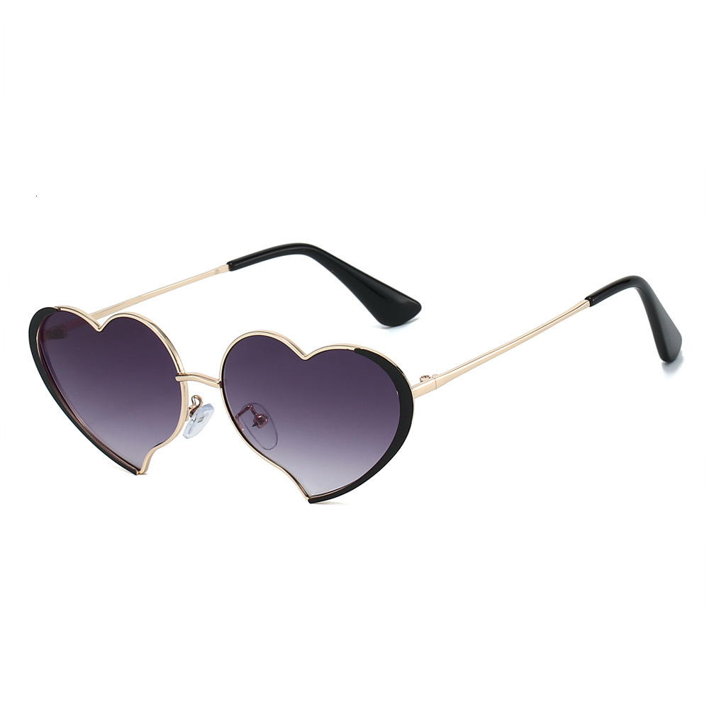 25 new European American metal frame heart-shaped sunglasses, unique and fashionable quirky sunglasses street photography, UV protection for trendy gi