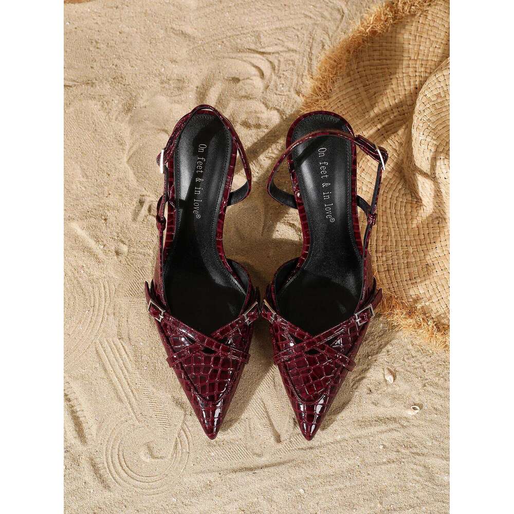 Elegant fashionable women's crystal patent leather pointed-toe high heels, comfortable and versatile slim stiletto pumps