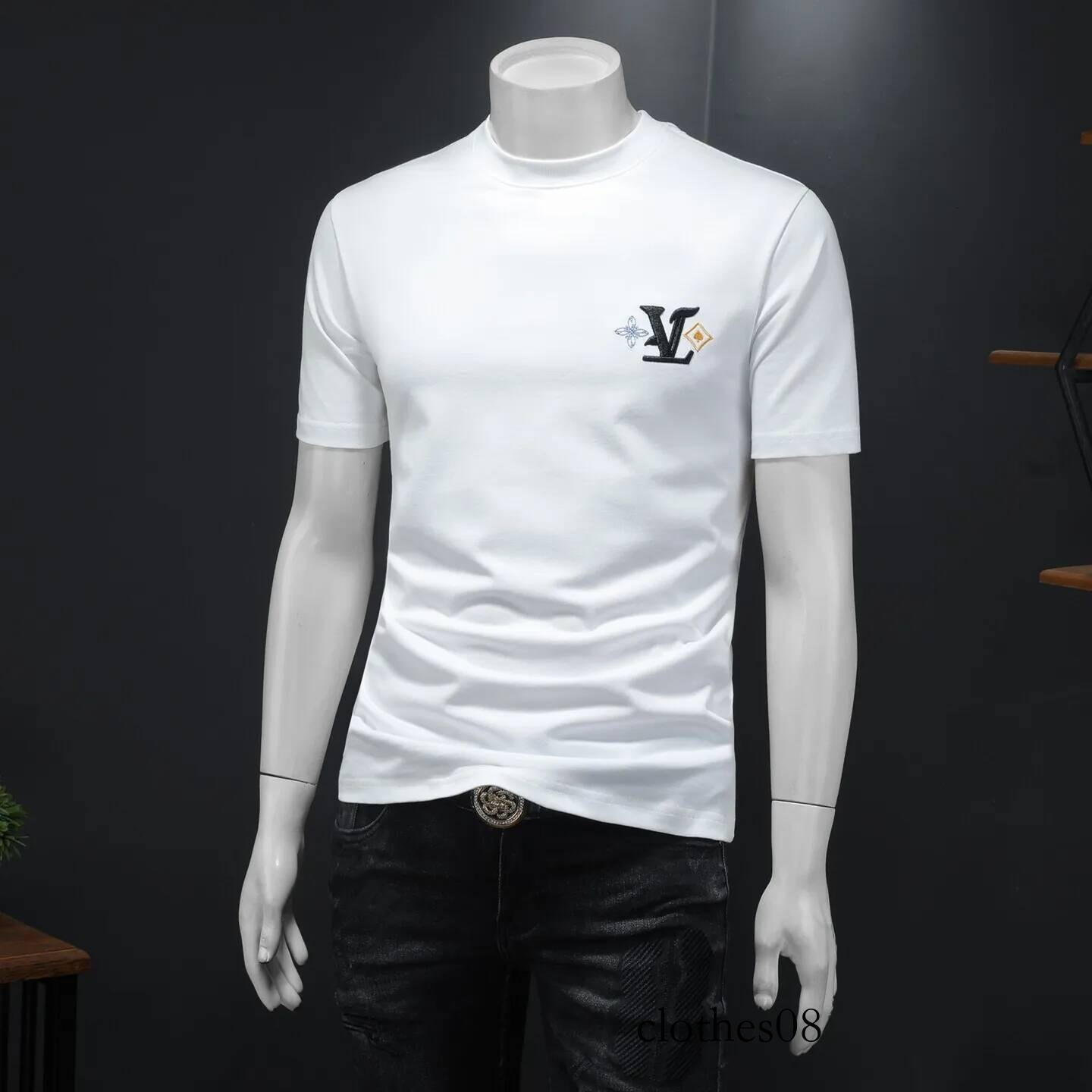 Men's Faionable round Ne ort T-irt Wide Cut f Sve Polyester Cotton Blend Summer Casual Urban Sle